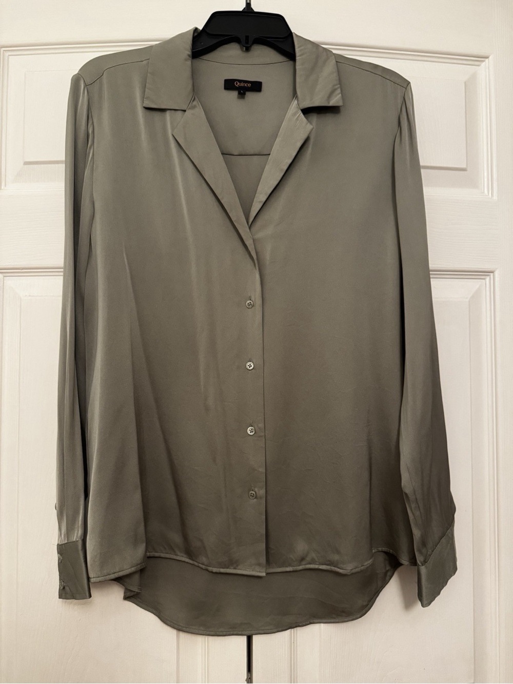 Quince Women Washable Stretch Silk Notch Collar Blouse